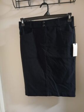 Women's Black Pencil Skirt with Front Pocket Detail